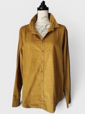727 CP Shades Corduroy Mustard Button Tunic Down Shirt